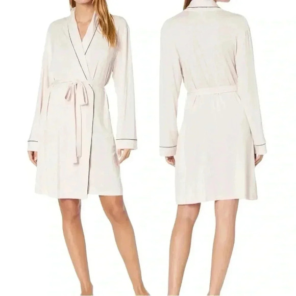 Eberjey Gisele Tuxedo Women's Robe | Wrap Front with Waist Tie - Picture 1 of 7